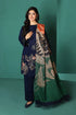 WINTER Nishat Blue Linen Embroidered three piece With Printed Wool Shawll - ph093