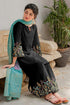 Black Embroidered three piece Dhanak - PH031